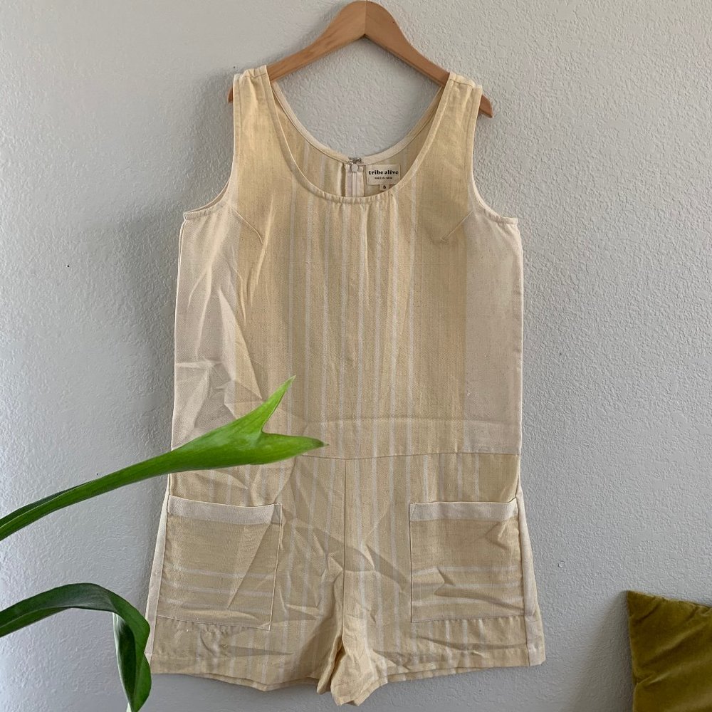 Tribe Alive Cream Stripe Romper